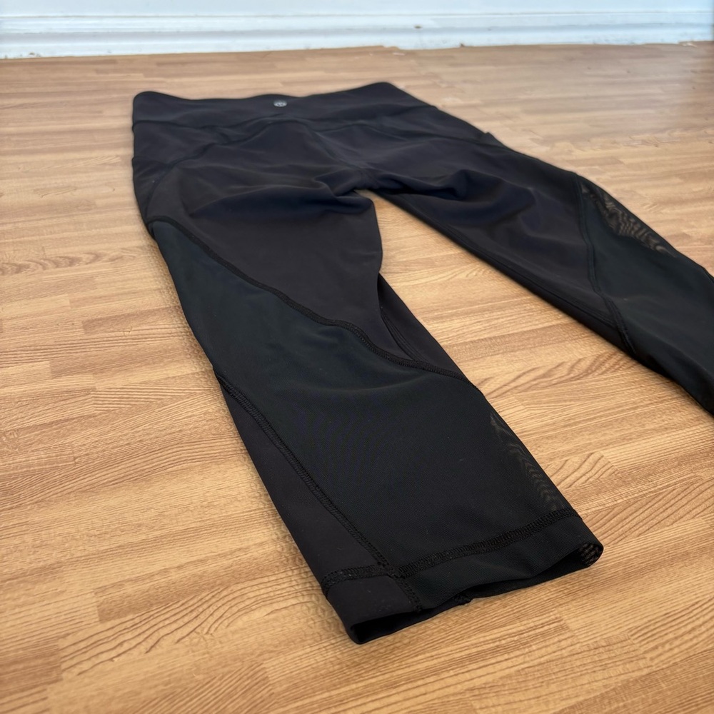 Lululemon Athletica Black Womens Leggings Mesh Yoga Workout Running Size 6 - Picture 13 of 14